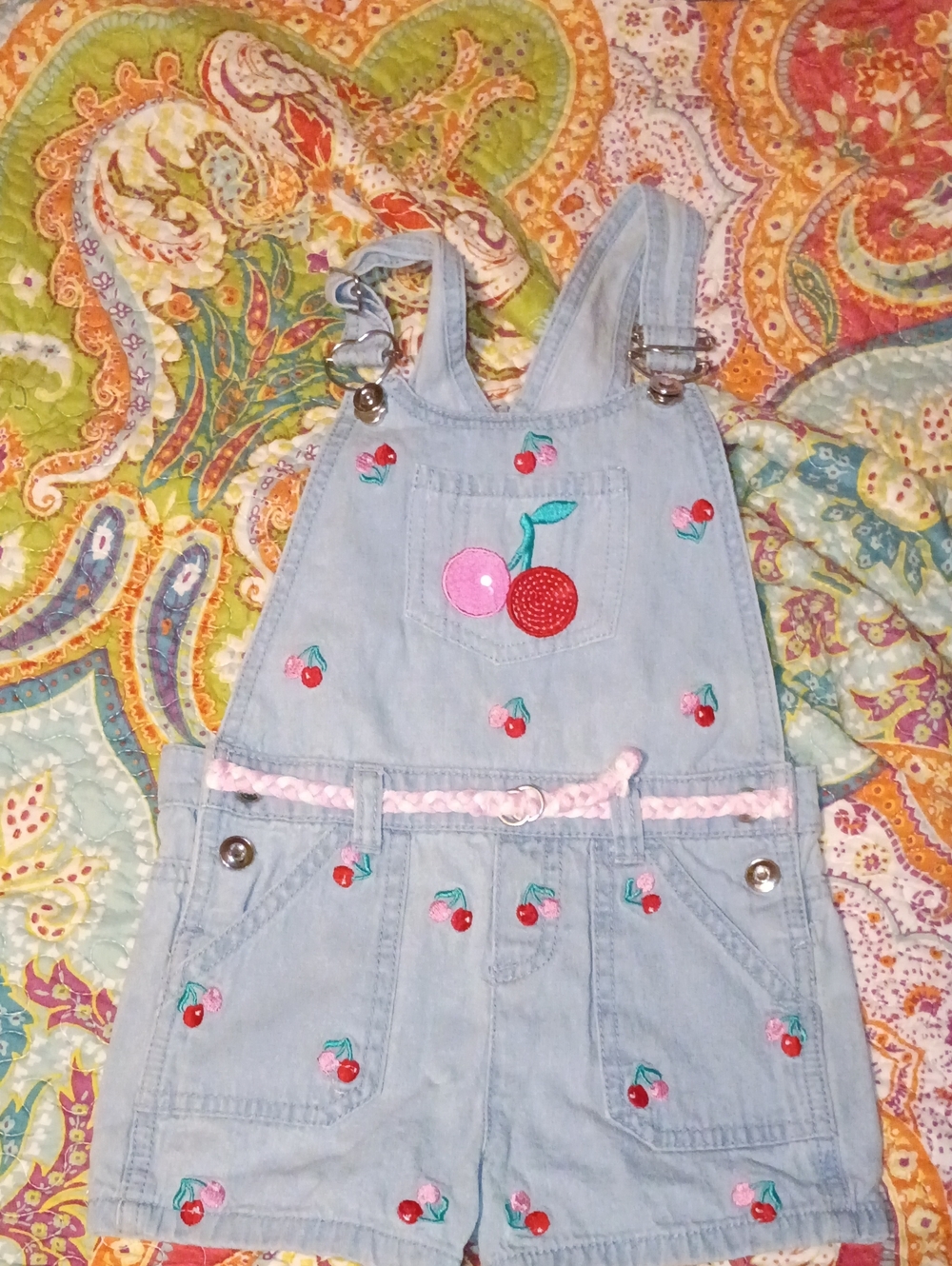 Cherry Overall Shorts